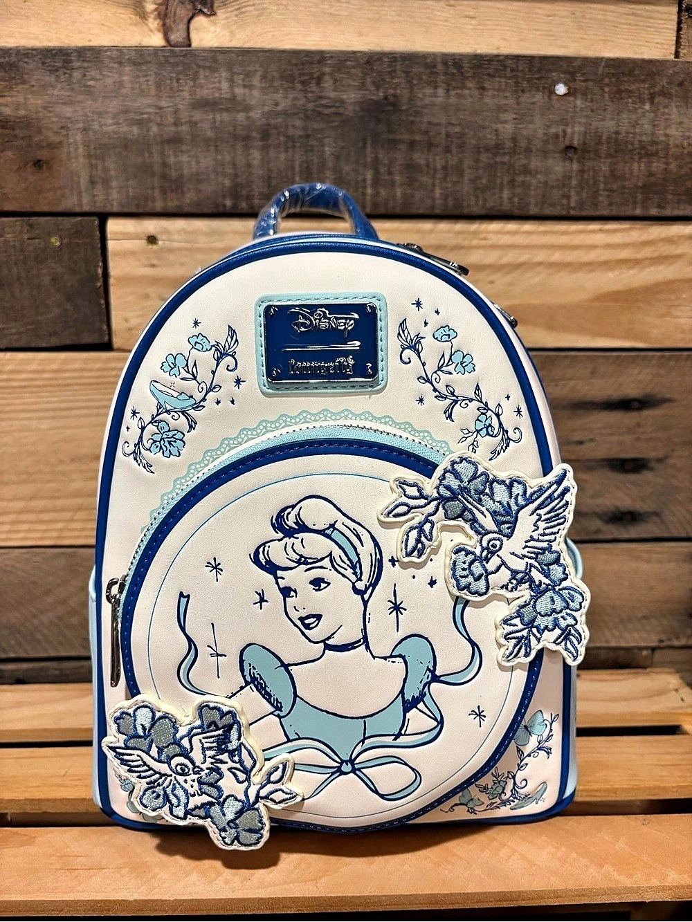 Loungefly Disney Cinderella Tonal Portrait Mini Backpack Blue & White